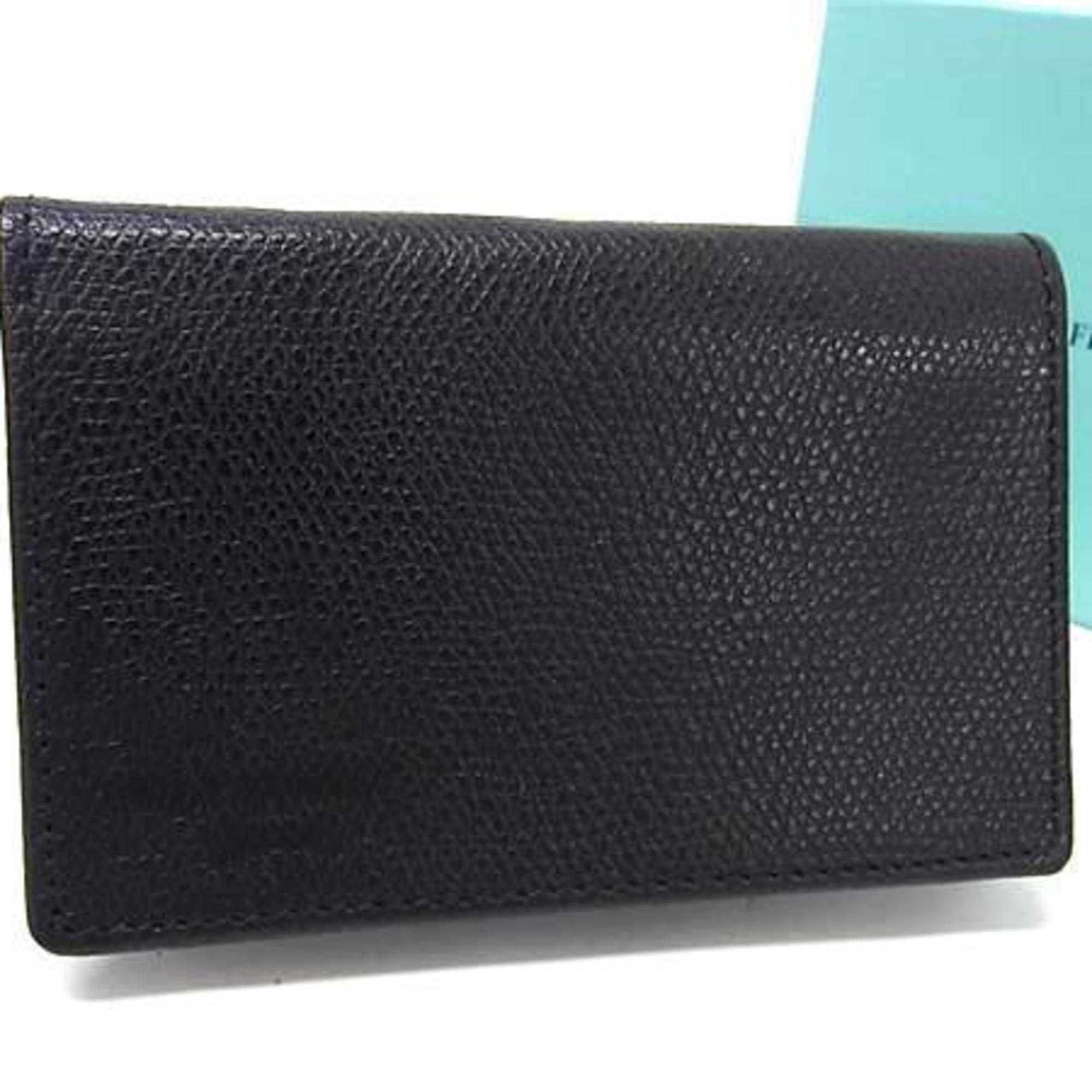 Tiffany & Co. Tiffany Business Card Holder/Card Case In Black Leather For Men...